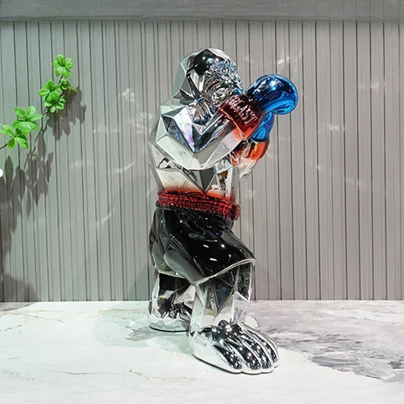Modern Creative Home Decor Electroplating Gorilla Sculpture Animal Figurine Living Room Office Decoration Statue Resin Crafts