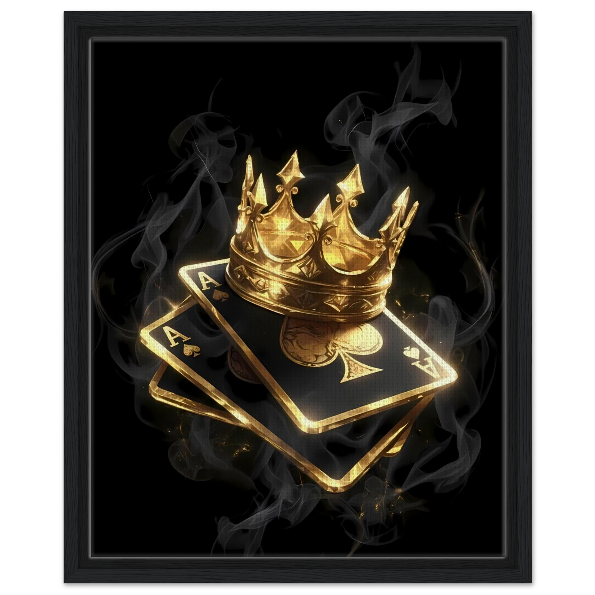 [Leinwandbild "King of Spades" – Pik Ass & Goldene Krone] - Luxus Wandbild mit 24 Karat Gold | Dark Luxury Interior & Wanddekoration.
