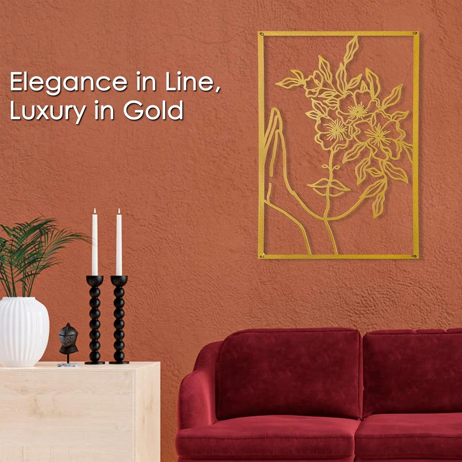 Gold Line Art 3er-Set 28 x 38 cm | Metall-Wanddeko