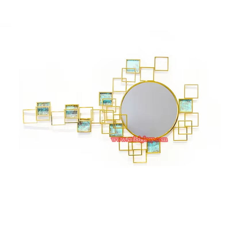 Modern Hotel Villa Gold Metal Wall Art Sculpture Lotte Leaf Framed Mirror Stylish Washroom Decoration Design Metal Crafts