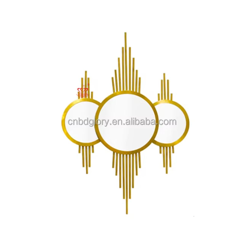 Modern Hotel Villa Gold Metal Wall Art Sculpture Lotte Leaf Framed Mirror Stylish Washroom Decoration Design Metal Crafts