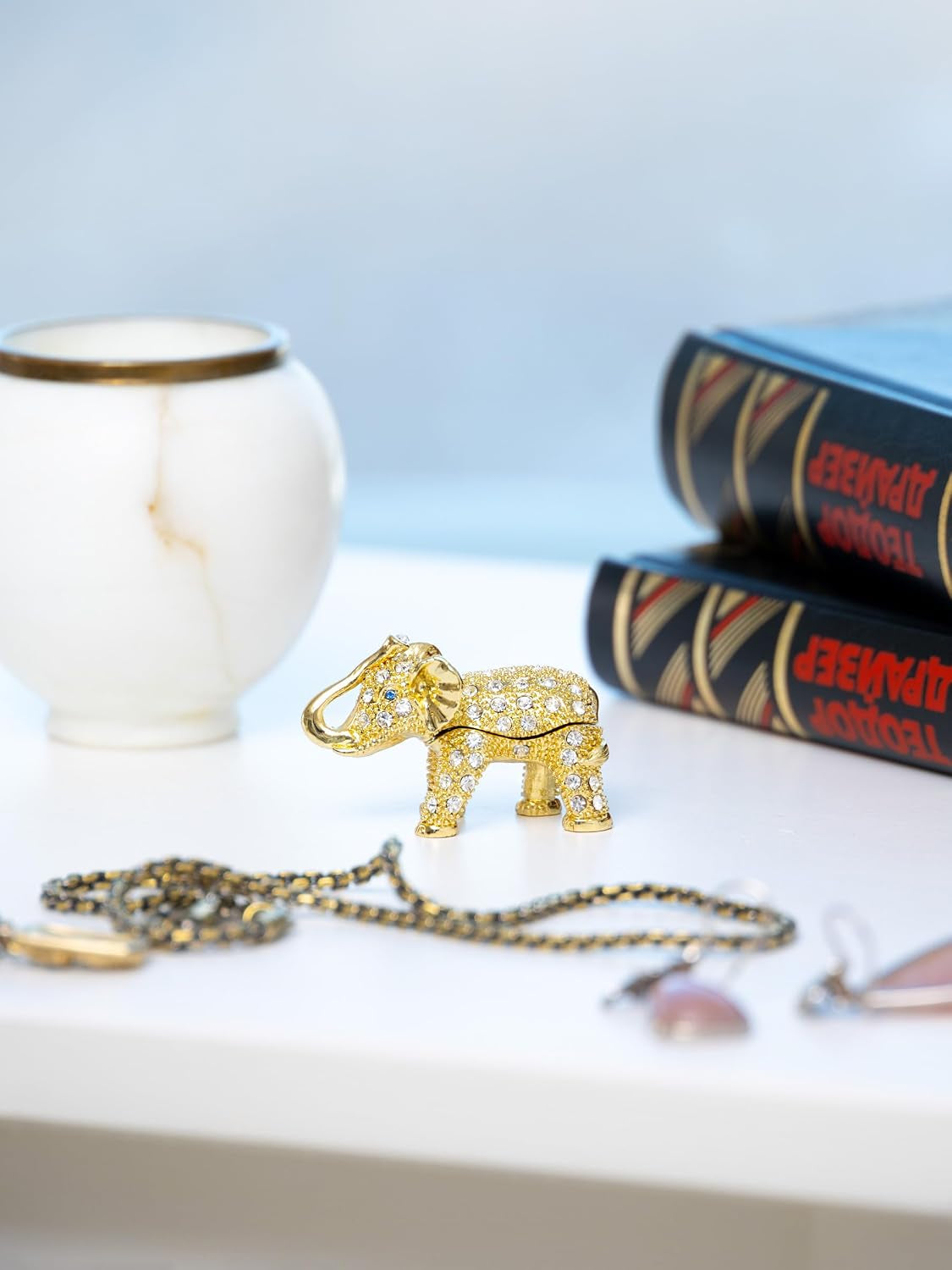 Elephant Schmuckbox Weiß-Gold | Geschenkidee mit Goldakzent
