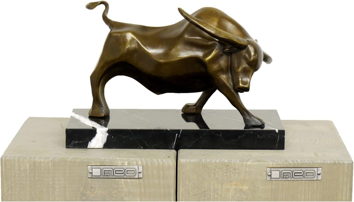 - Moderne Bronzefigur - Kraftvoller Stier - Signiert Von Milo - Echte Bronze - Stier Skulptur - Börsenstier - Charging Bull - Deko Figur