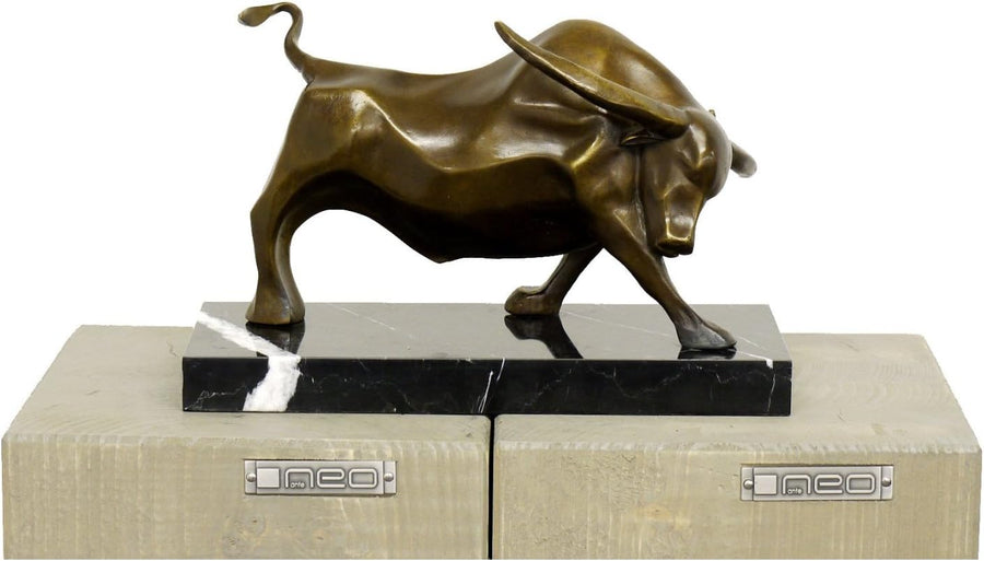 - Moderne Bronzefigur - Kraftvoller Stier - Signiert Von Milo - Echte Bronze - Stier Skulptur - Börsenstier - Charging Bull - Deko Figur