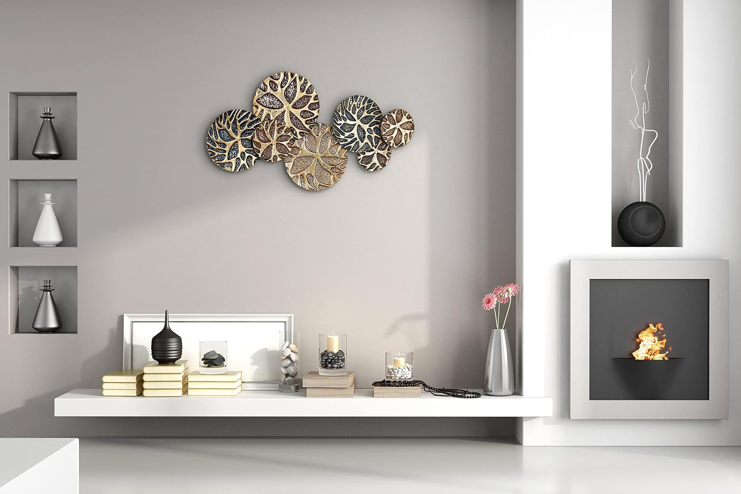 Kobolo LIFE 3D Wandbild Gold | Metall Wanddeko 89 x 49 x 7 cm