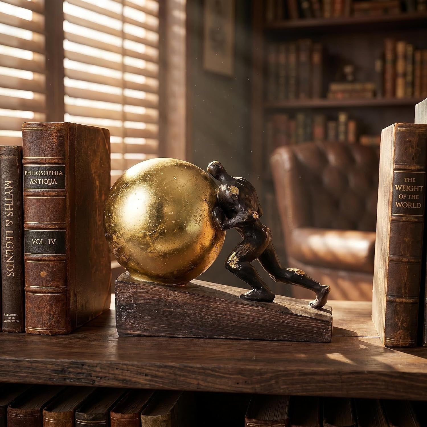 Sisyphus Gold-Chrome | Skulptur für Office und Regal