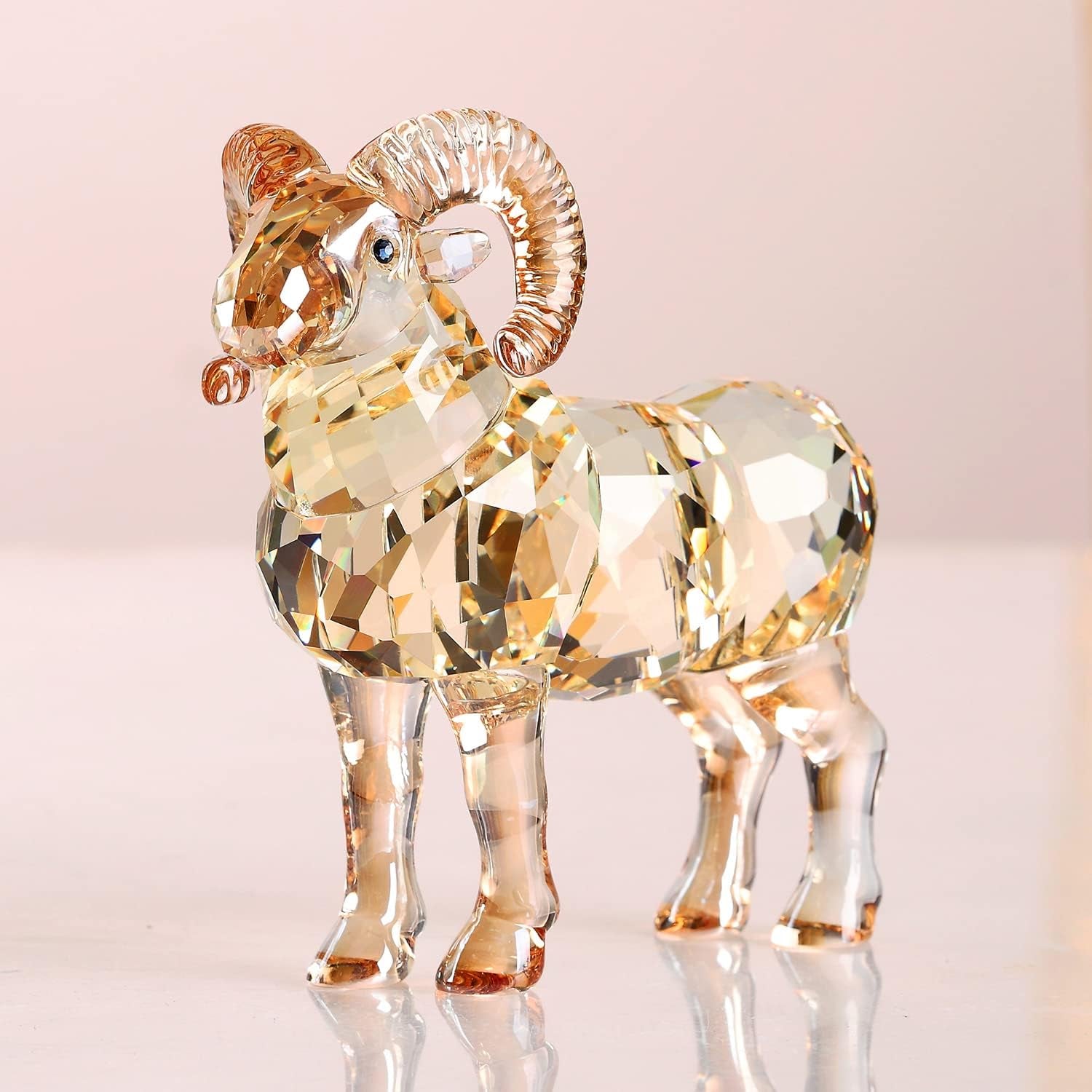 Kristall-Ziege Gold 10,2 cm | Funkelnde Tierfigur als Geschenk Detail 2