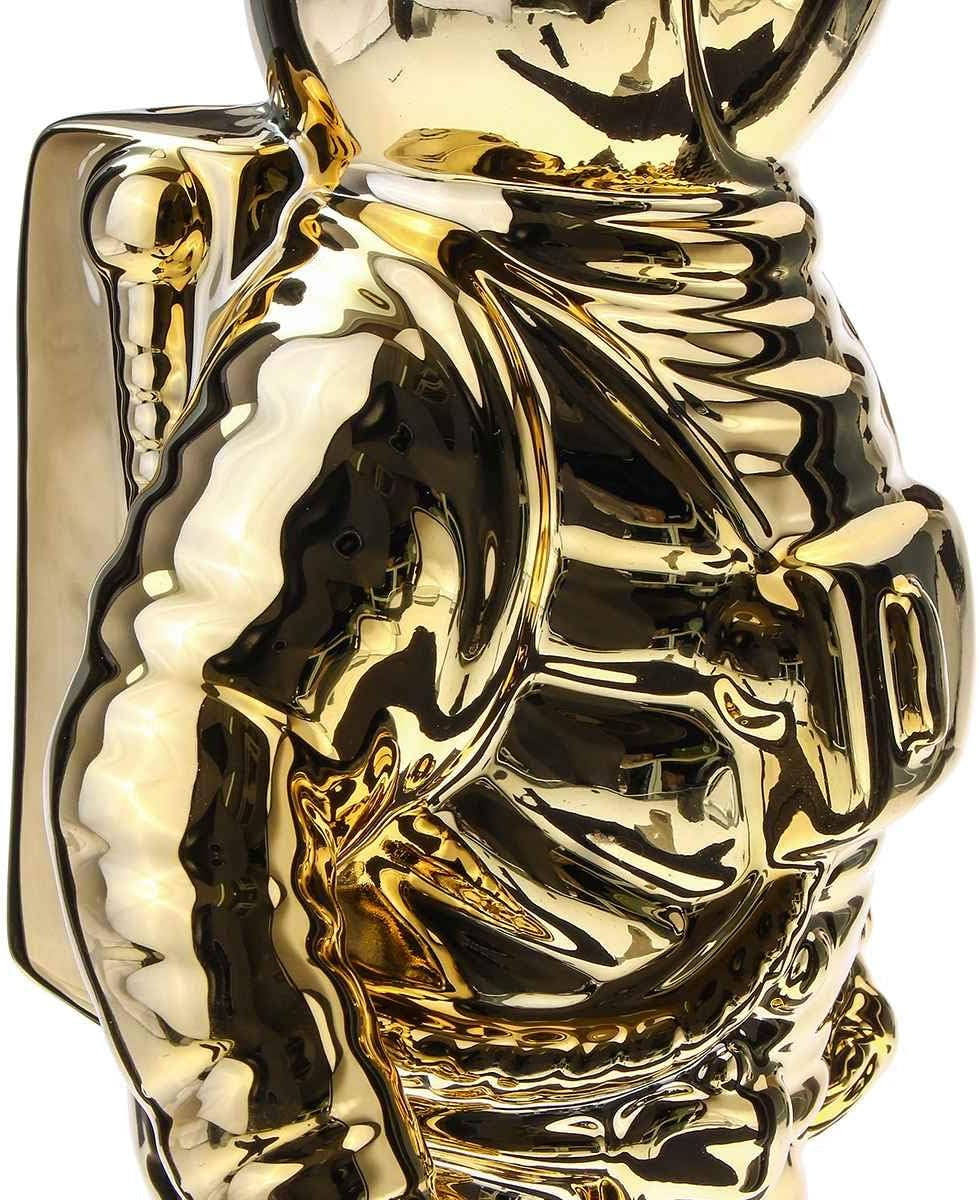 Gold Space Man Skulptur Astronaut Mode Vase Kreative Moderne Keramik Kosmonauten Ornament Modell Garten Statue Wohnaccessoires (2Er Pack)