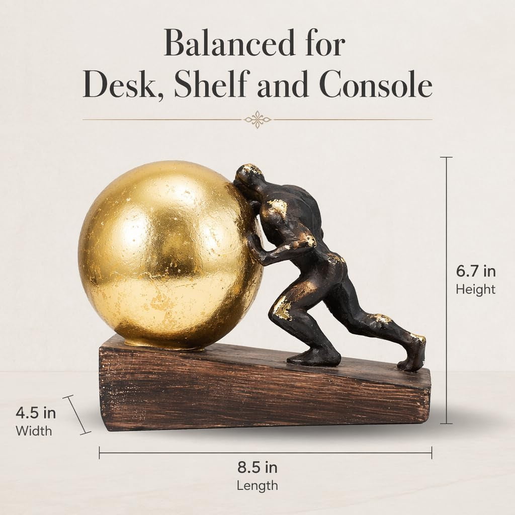 Sisyphus Gold-Chrome | Skulptur für Office und Regal