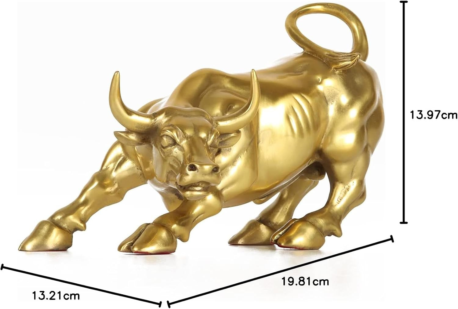 19,8 Cm L Gold Messing Wand Street Bull Statue Skulptur Börse Laden Stier Kunst Büro Dekor Geschenk