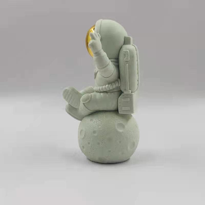 Astronauten-Figur, Skulptur, Raumfahrer, Dekoration, Skulpturen, Heimdekoration, Weißes Regal, Tischdekoration, Geschenk (Gold/Weiß, Kleiner Astronautenstatue)