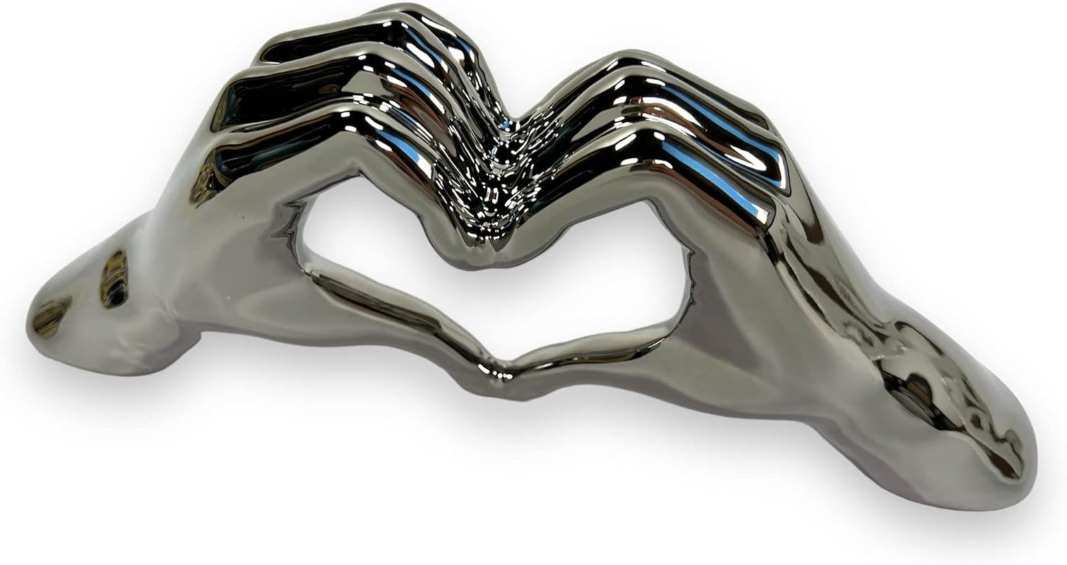 4189 Keramik Hand Herz Chrom/Glanz Dekoration 30X10X7Cm Skulptur