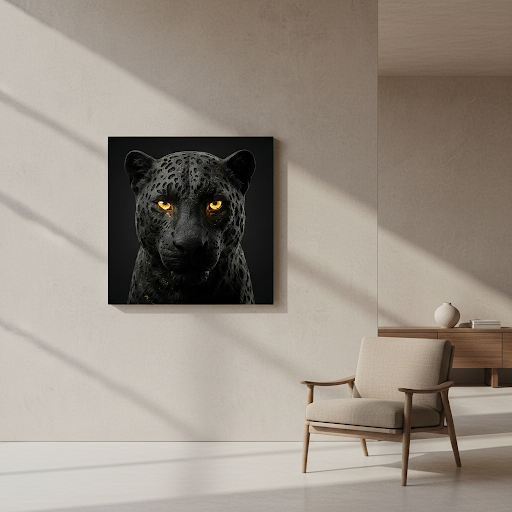 [THE AGILE LEOPARD | Luxus Wandbild Raubkatze | Eleganz & Speed | Geschenk für Männer | High-Res Download] - Luxus Wandbild mit 24 Karat Gold | Dark Luxury Interior & Wanddekoration.