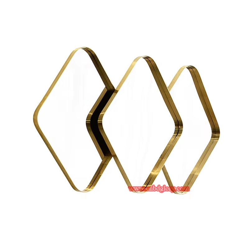 Modern Hotel Villa Gold Metal Wall Art Sculpture Lotte Leaf Framed Mirror Stylish Washroom Decoration Design Metal Crafts