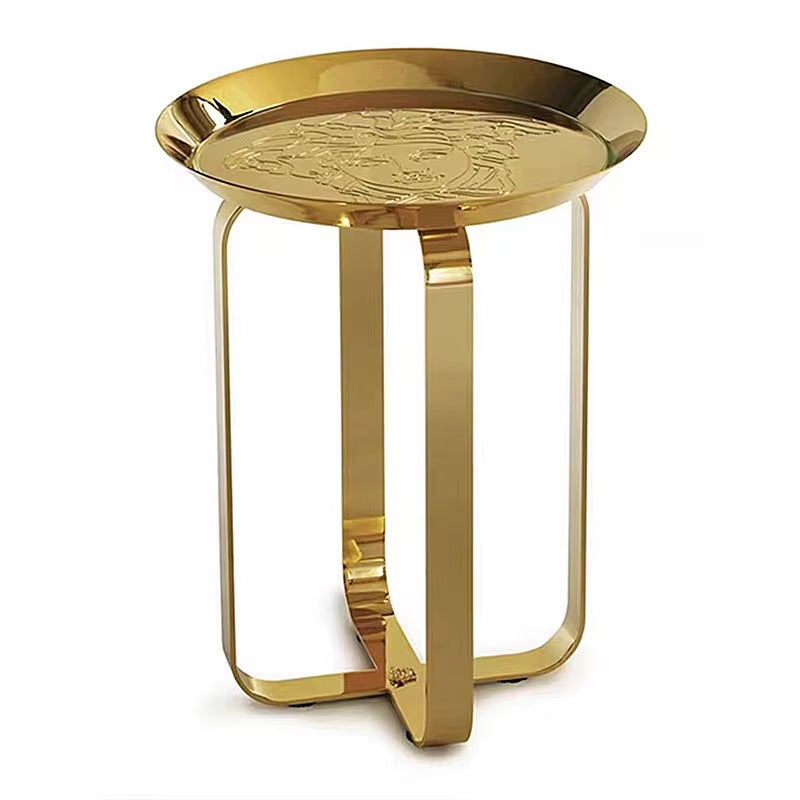 Goldener Portrait Side Table Ø40 x 50 cm aus Edelstahl als skulpturales Designobjekt
