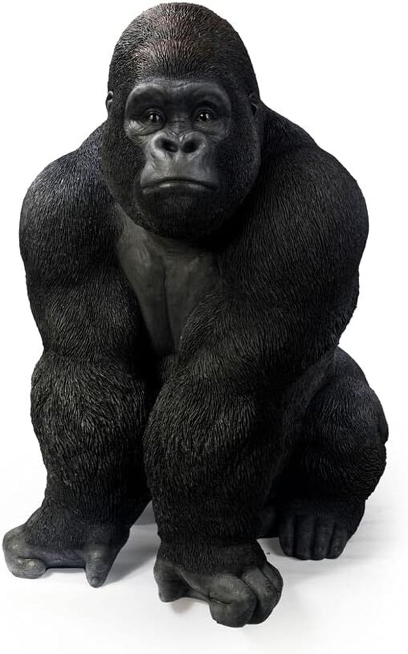 Kare Design Deko Figur Front XXL, Große Form Eines Gorillas, Ausgefallene Wohnzimmer Dekoration, Dekofigur Gorilla Schwarz, Dekoobjekt Affe, 107X90X73Cm (H/B/T)