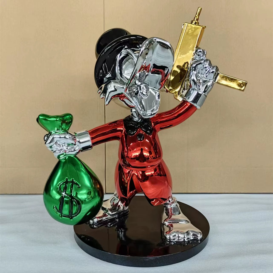 Gold-rote Duck Pop-Art Skulptur aus Resin als auffälliges Statement Piece