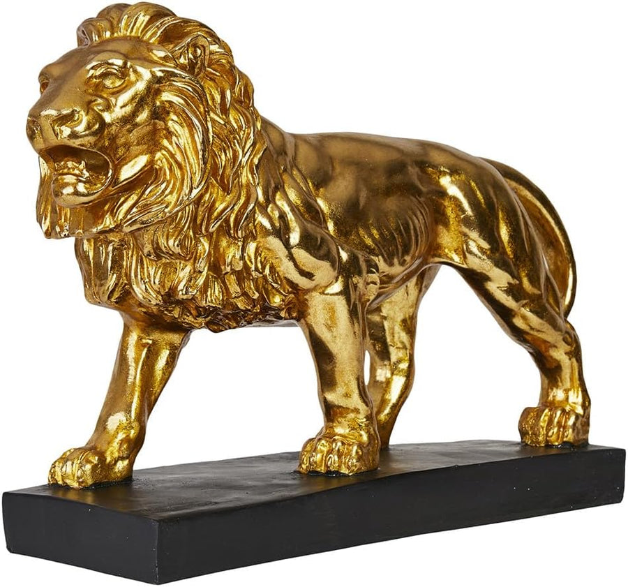Deko Skulptur Löwe - Gold - Moderne Wohnungs-Deko - 47 X 35 X 13 Cm - Dekofigur Zum Hinstellen - Design-Dekoration Für Flur, Wohnzimmer