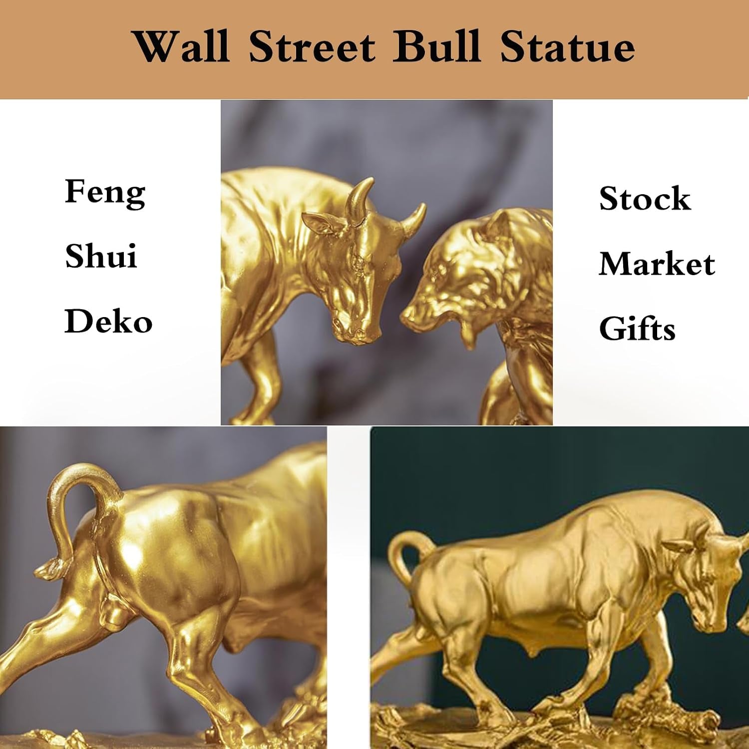 Cutfouwe Wall Street Bull & Bear Schlacht Harz Statue,Abstrakte Figur-Bull Bear Fight Financial Broker Geschenk Für Schlafzimmer, Studie, Weinschrank, Büro,Skulptur Deko
