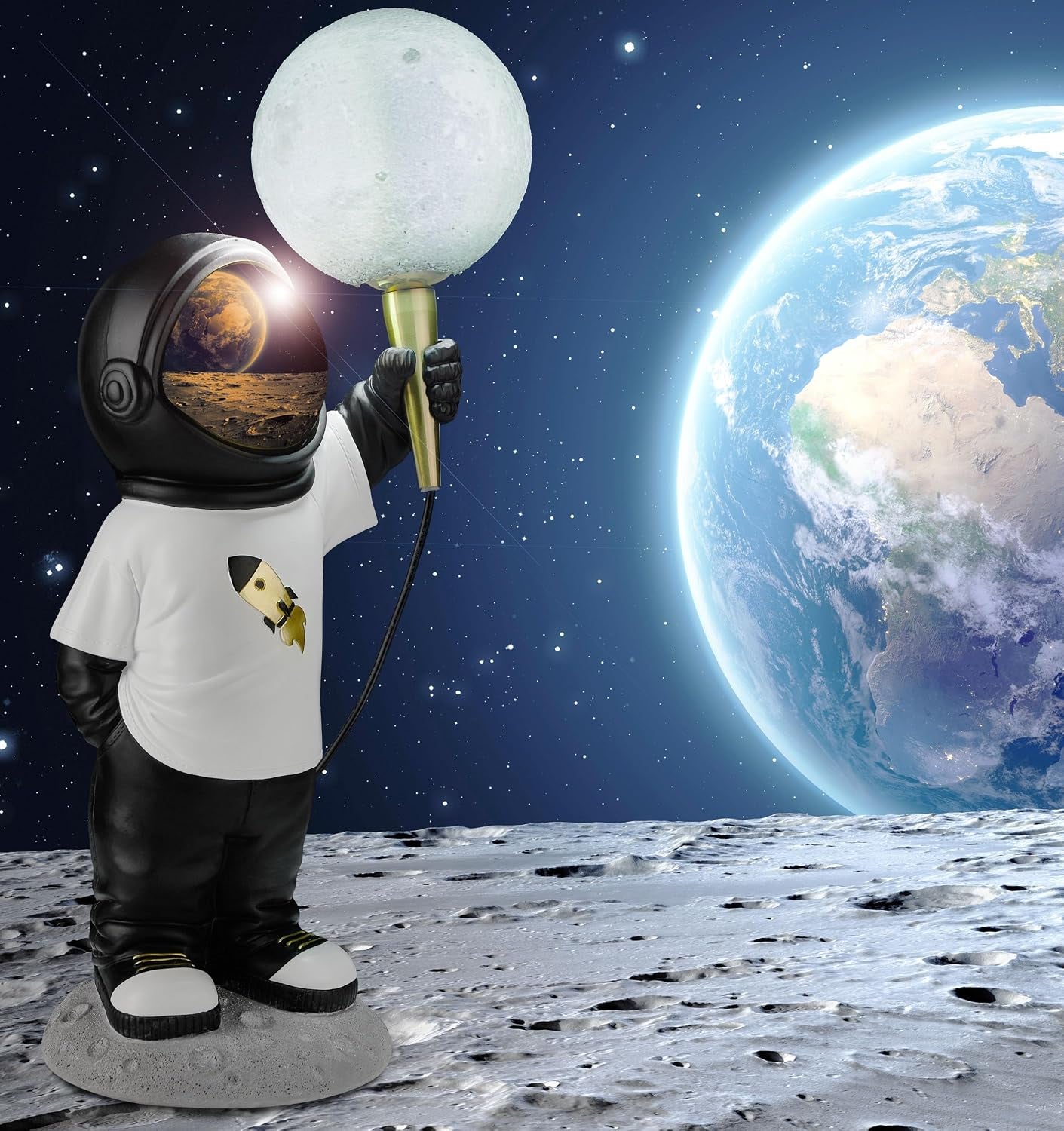 Moon Lamp Astronaut Gold | Pop-Art Leuchte 46 cm