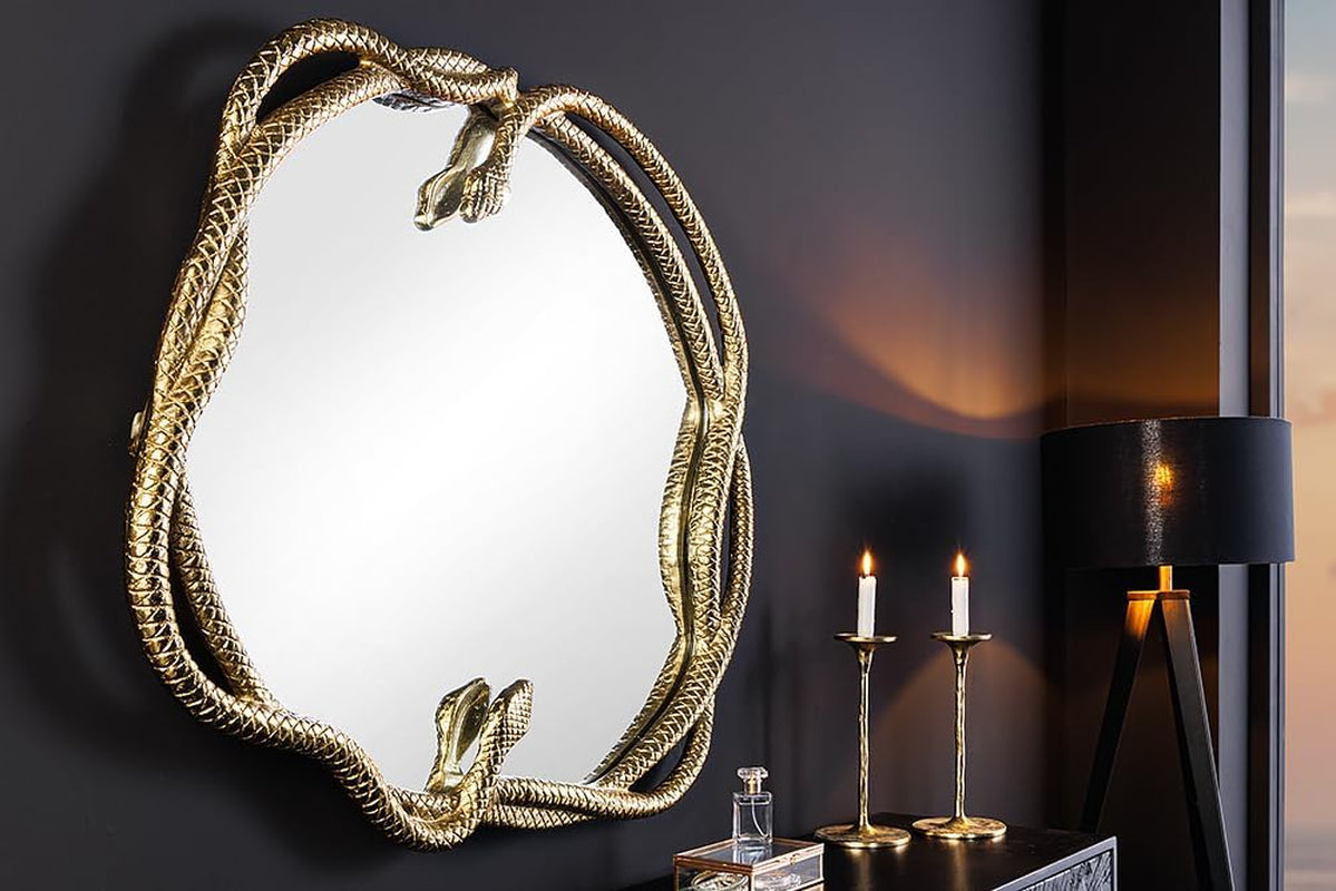 Snake Mirror Gold | Wandspiegel mit Schlangen-Skulptur 50 cm