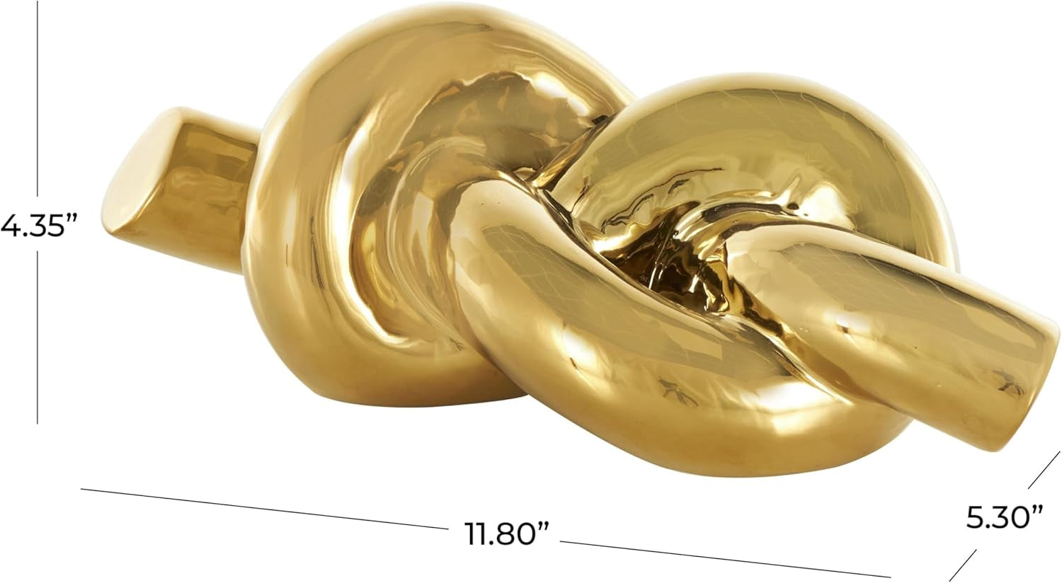 Gold Knot Keramikobjekt 30,5 cm | Glänzende Deko-Skulptur Detail 2