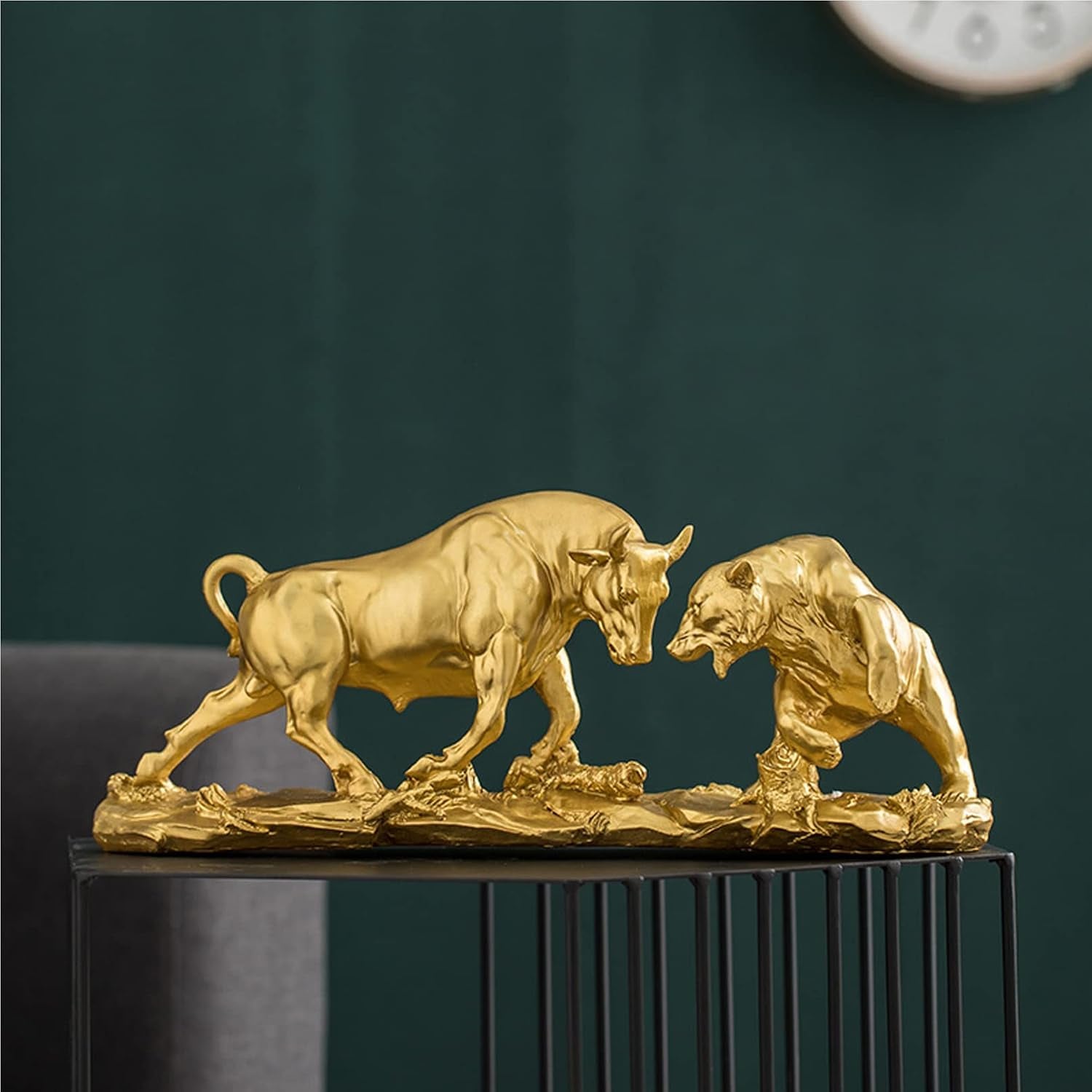 Cutfouwe Wall Street Bull & Bear Schlacht Harz Statue,Abstrakte Figur-Bull Bear Fight Financial Broker Geschenk Für Schlafzimmer, Studie, Weinschrank, Büro,Skulptur Deko