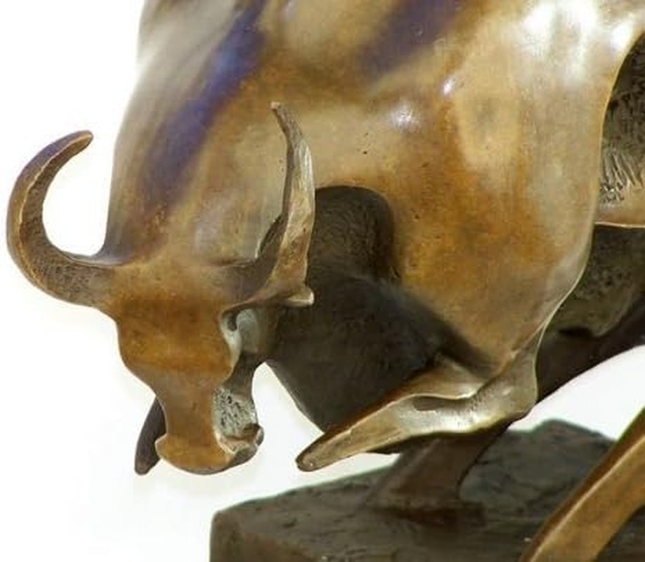 Börsenstier Kaufen - Stier Skulptur Auf Marmor - Milo Bulle - Kubismus Statue - Deko Figur Aus Bronze - Wohndeko - Einrichtung -Charging Bull - Abstrakte Kunst