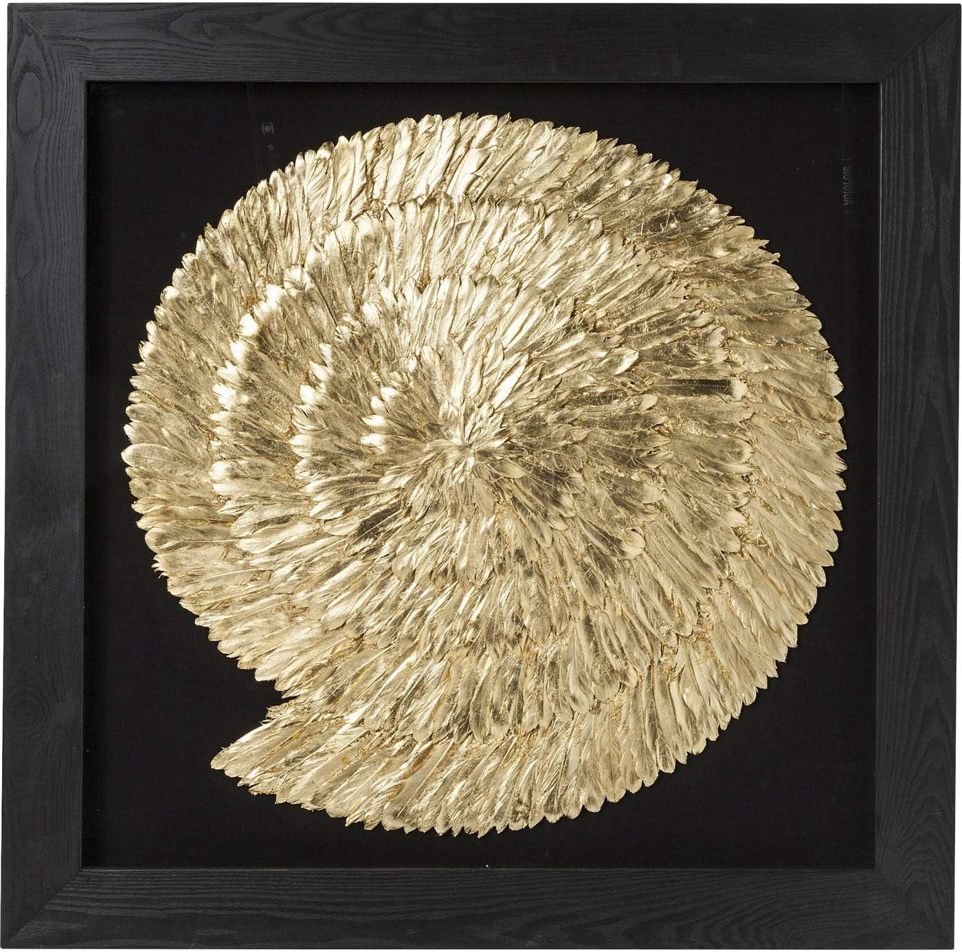 Kare Design Deko Rahmen Golden Snail Gold, Wanddeko, Wandbild, 3D Bild, Dekobild, Glasbild, Modern, Wohnzimmer, Schlafzimmer, Flur, 120X120X5Cm