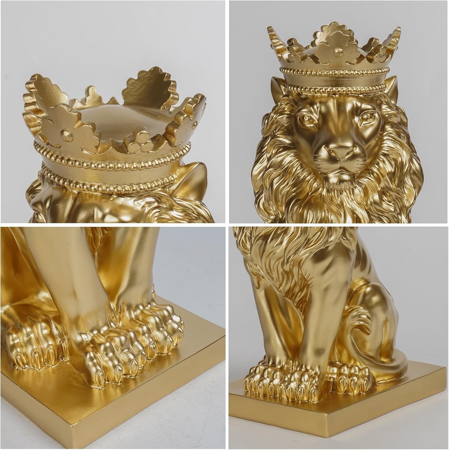Gold Room Decor Lion Statue - Gold Statue Lion Figur House Decorations with Crown Lion Statuen Home Decor Lion Decoration Decor for Living Room Gold Decor 8.5 * 5.5 * 15 Inch