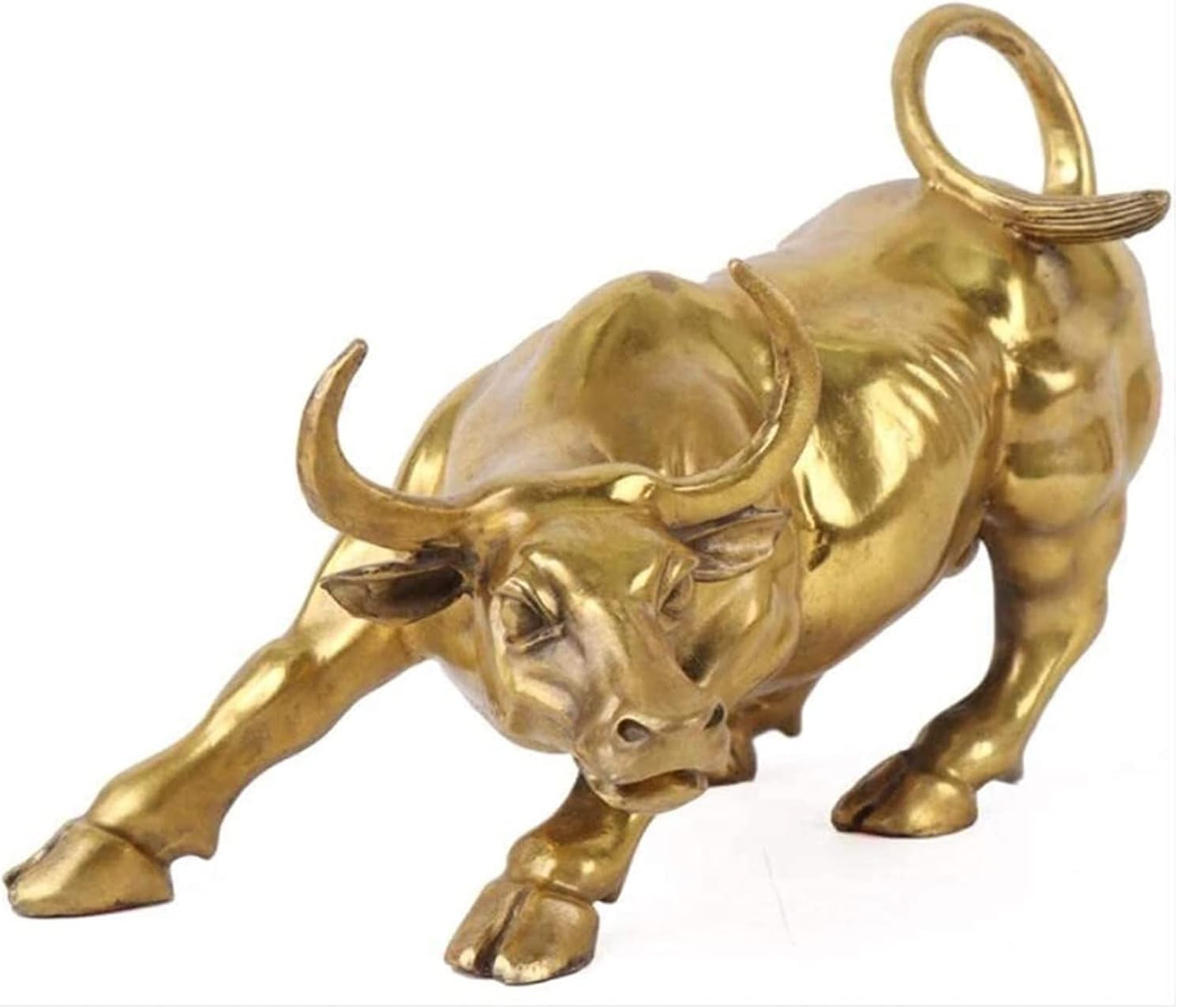 Wall Street Bull 18 x 11 x 12 cm | Goldene Office Skulptur - Goldoptik Dekoobjekt