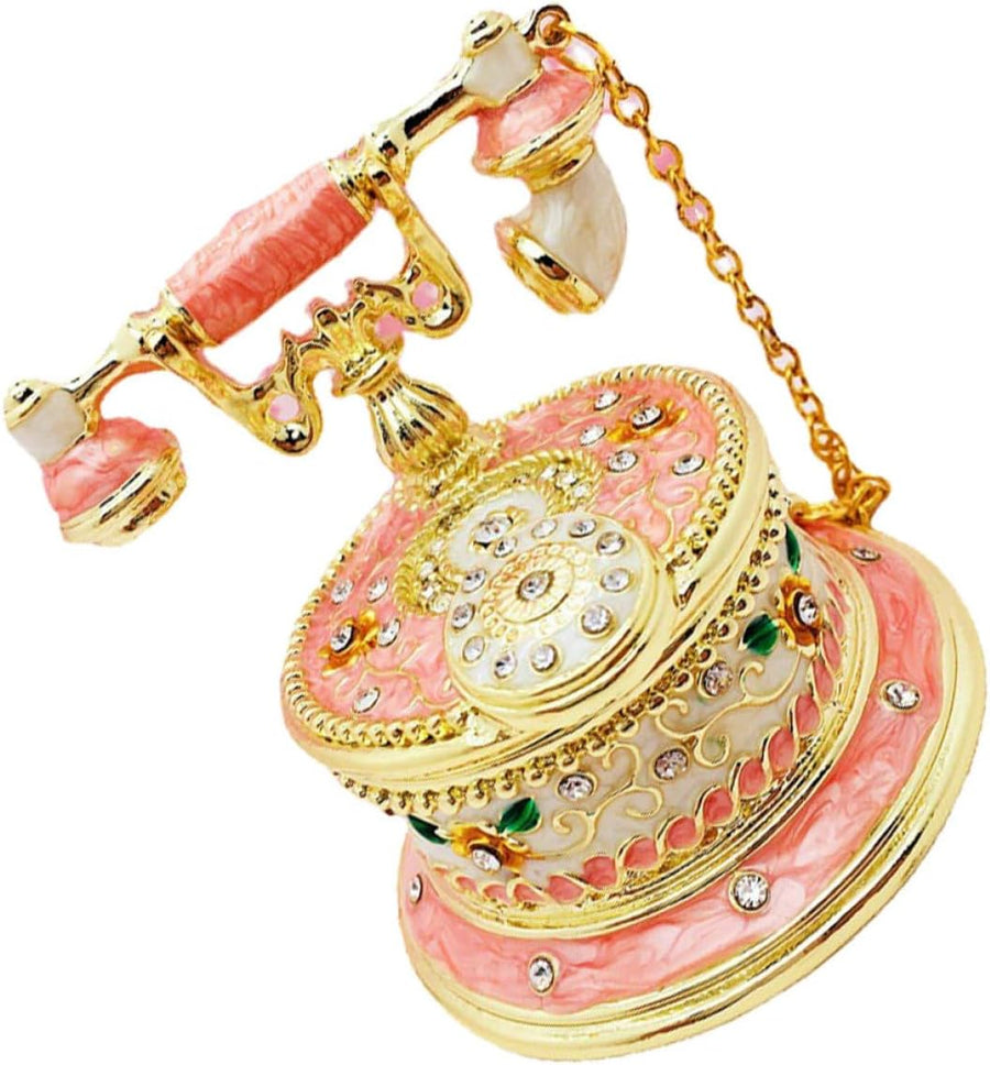 Vintage Phone Jewelry Box Schmuckkästchen mit Goldakzent - Bild 1