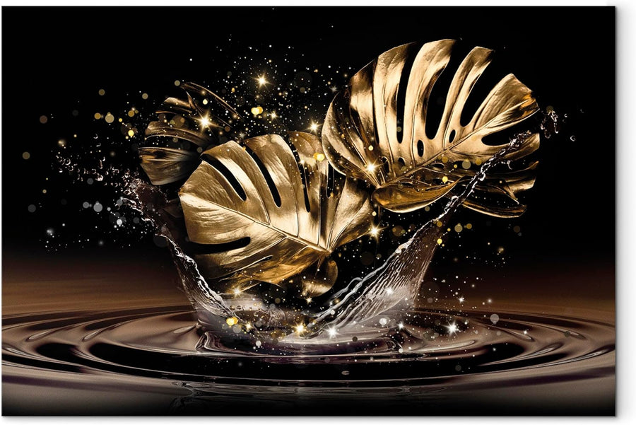 Golden Leaves Acrylglasbild | Wandbild 120 x 80 cm