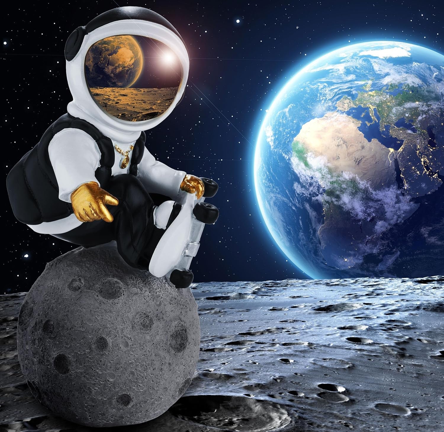Skate Astronaut Gold | Pop-Art Figur 24 cm