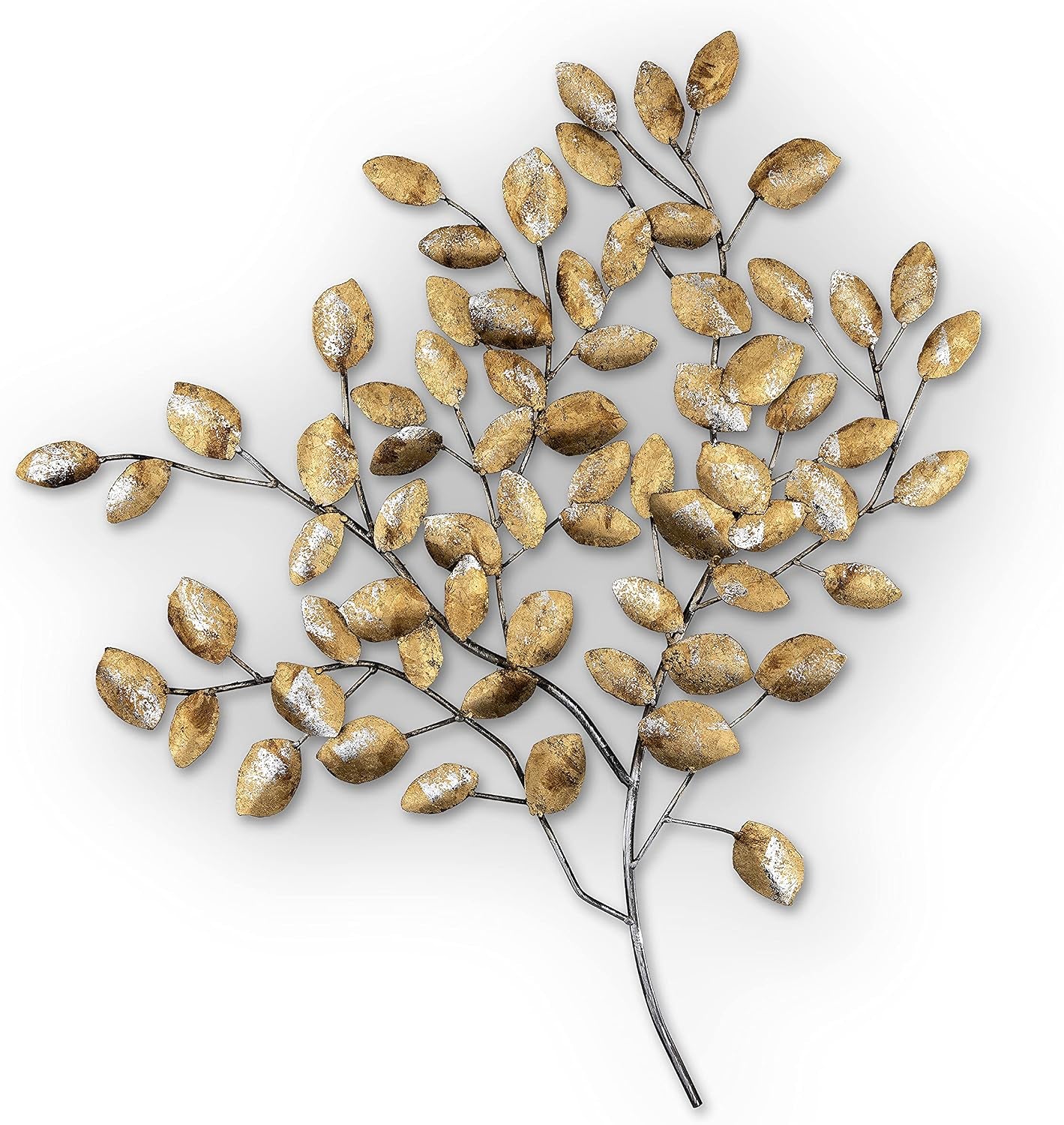 Golden Leaf Metall Wanddeko | Pflanzen-Wandobjekt 80 x 76 cm