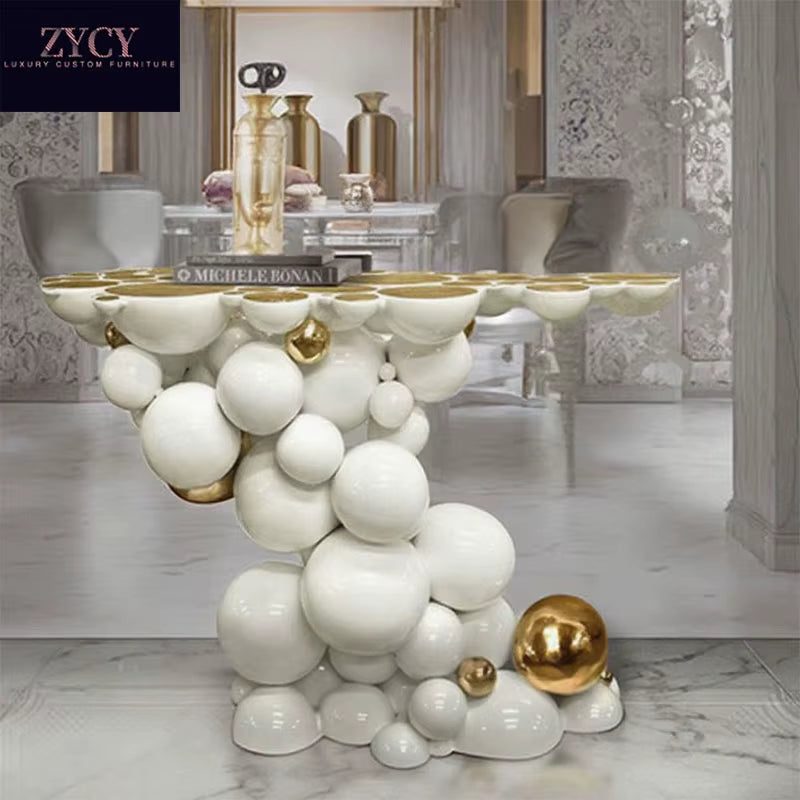 Black-Gold Bubble Console Table 125 x 40 x 85 cm als Luxury Entry Piece