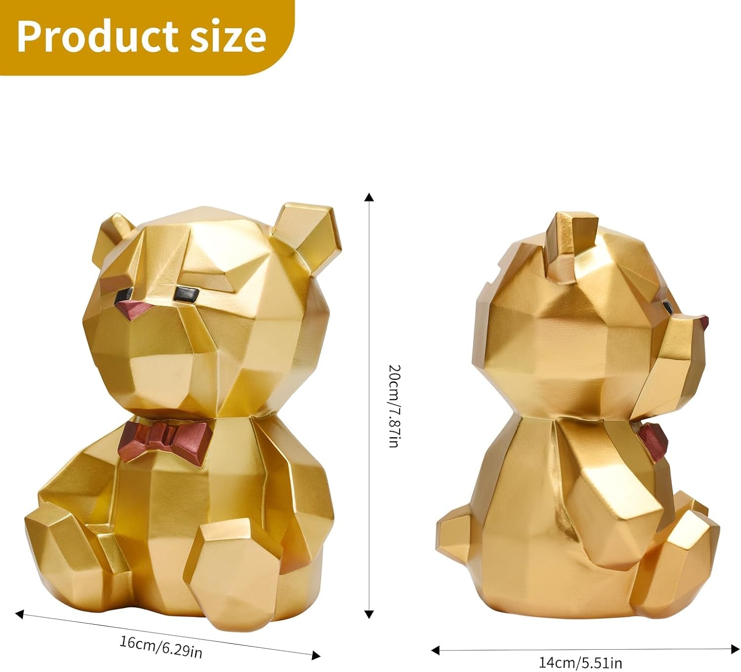 Geometrischer Bär Sparschwein Gold 20 Cm 3D Polygon Design Luxus Spardose Haushaltskasse Geschenk Für Geburtstag Deko Sparbüchse