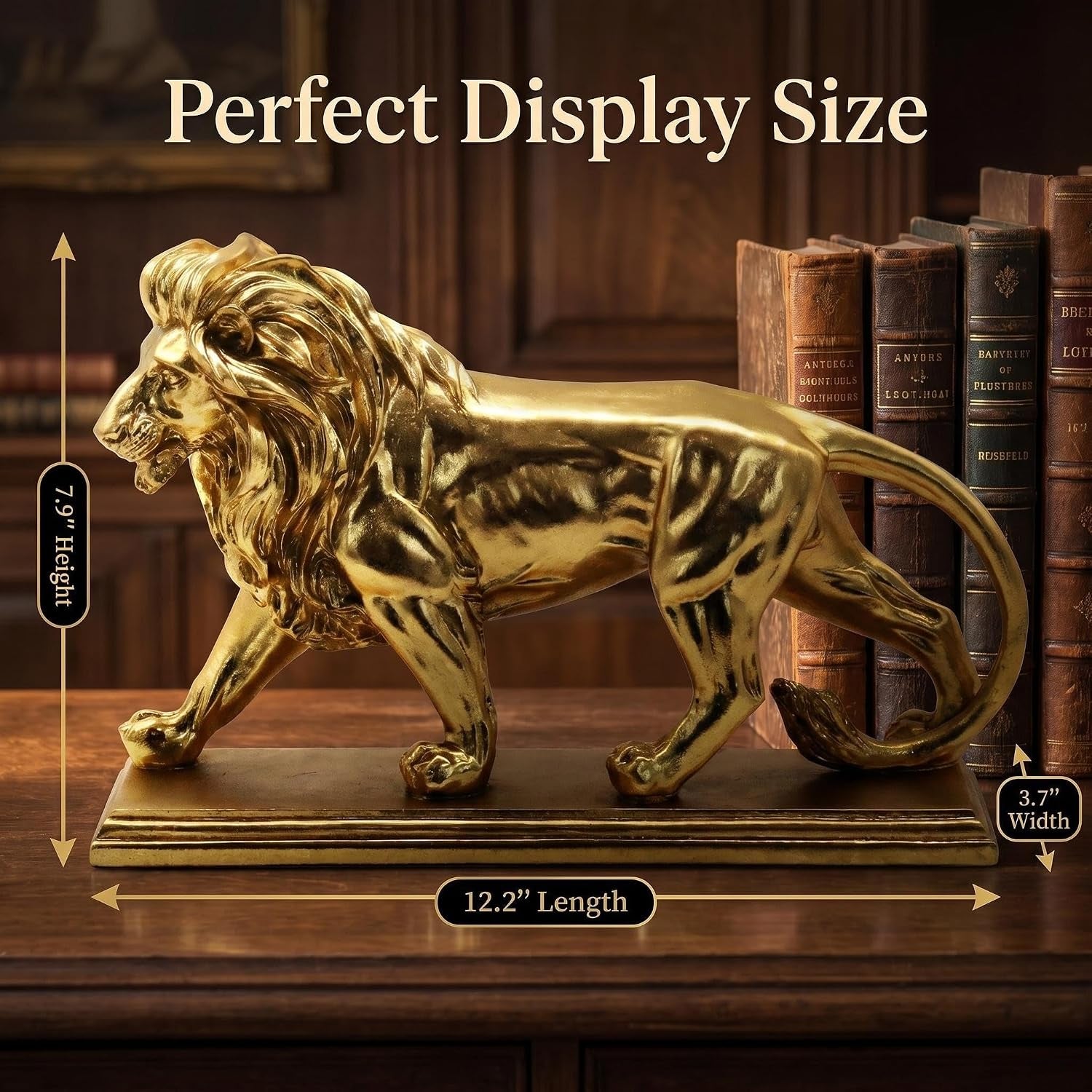 Heimdekoration Goldener Löwe, Skulptur Ornament, Kreative Regaldekoration, Statue Für Modernes Zuhause, Wohnzimmer, Bücherregal, Büroschreibtisch, Einzigartiges Geschenk Für Andere