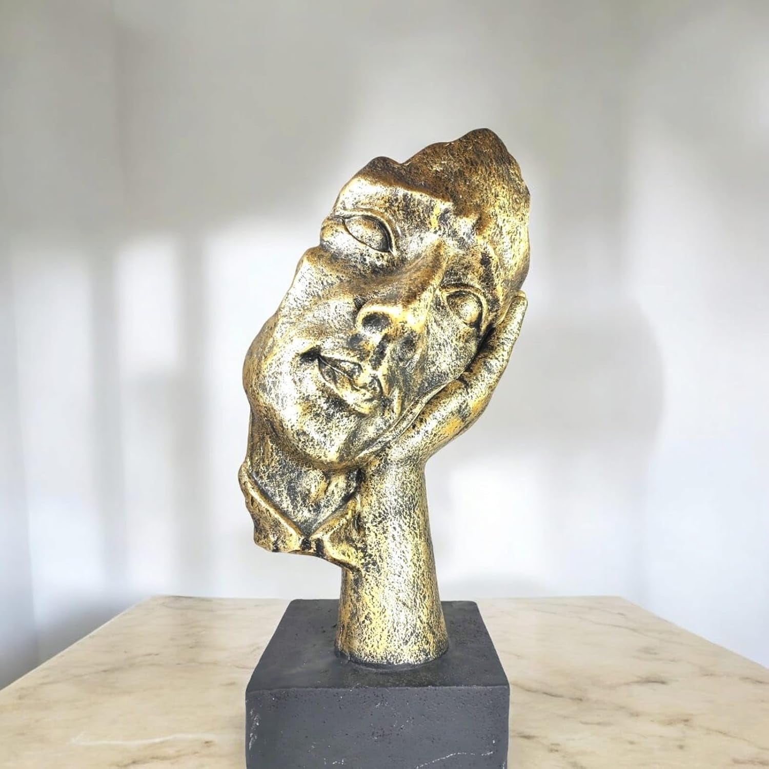 Goldene Gesichtsbüste 50 x 20 cm | Moderne Deko-Skulptur Detail 2