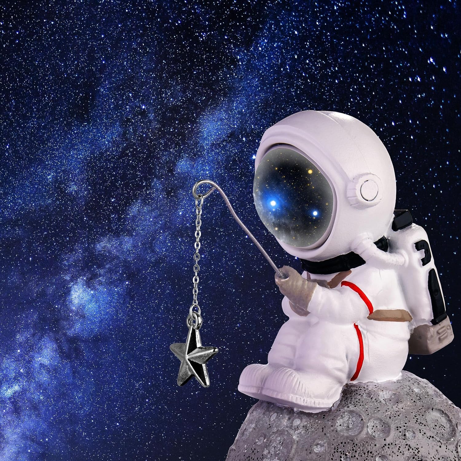 Fishing Astronaut Gold | Pop-Art Tischleuchte 32 cm