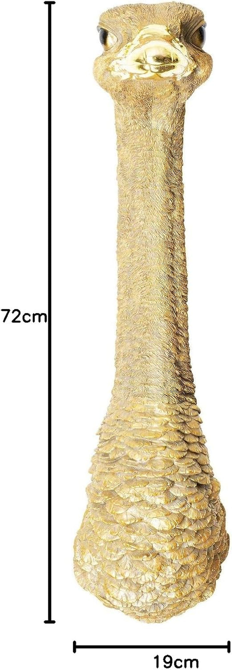 Kare Design Wandschmuck Ostrich, Gold, Wanddekoration, Deko Objekt, Strauß, Wohnzimmer Dekoration 72X19X25 Cm (H/B/T), Golden