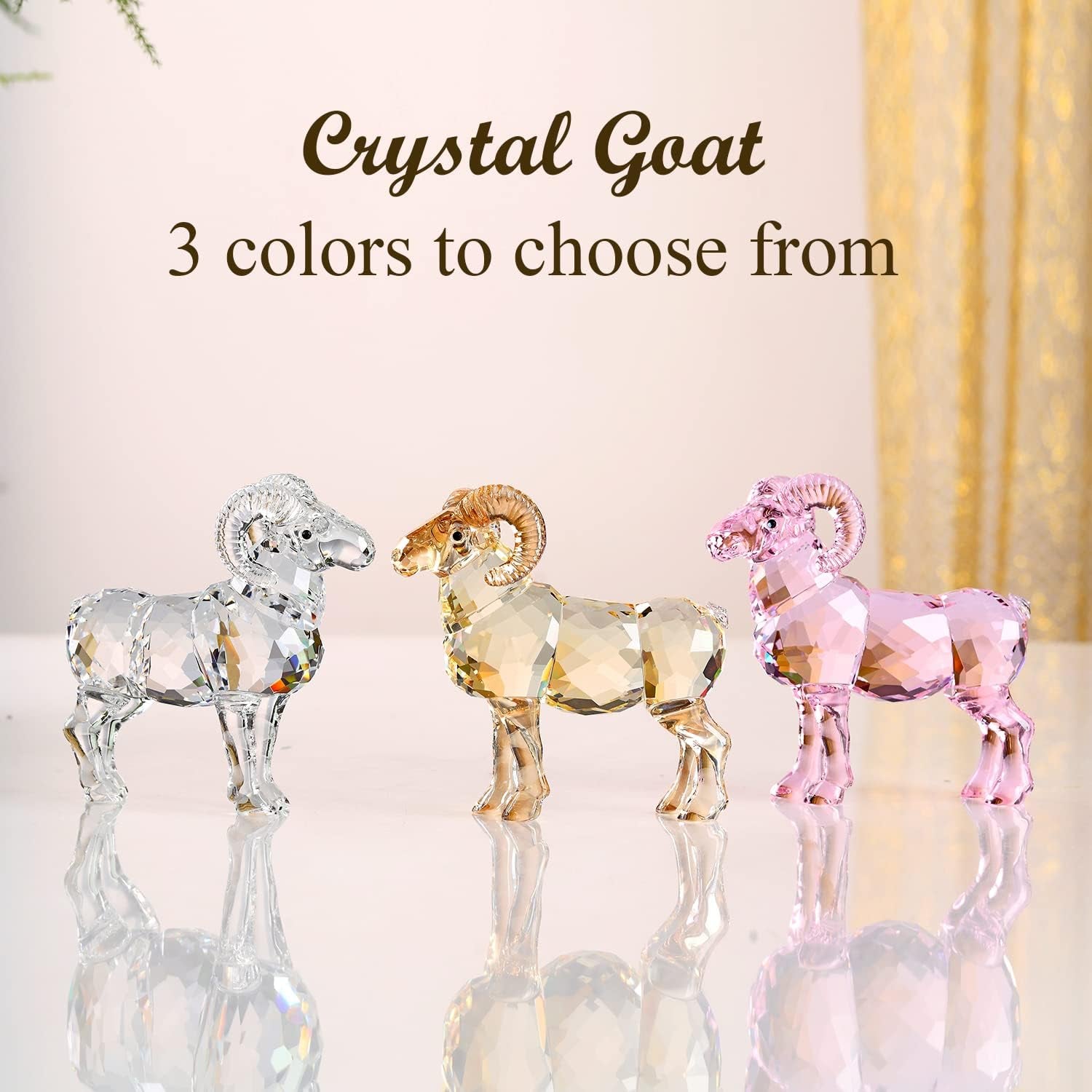 Kristall-Ziege Gold 10,2 cm | Funkelnde Tierfigur als Geschenk Detail 4