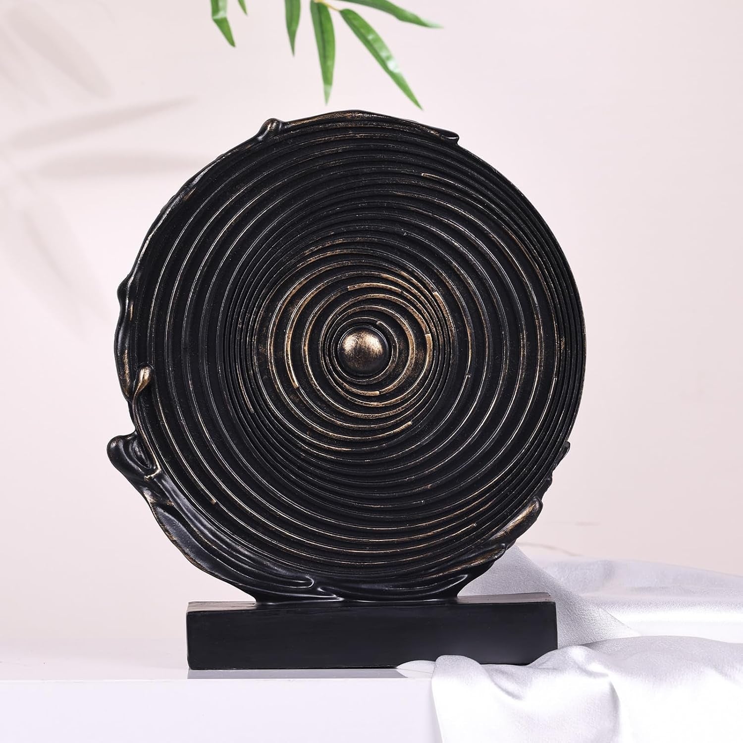 Black-Gold Round Sculpture | Moderne Skulptur 25 cm