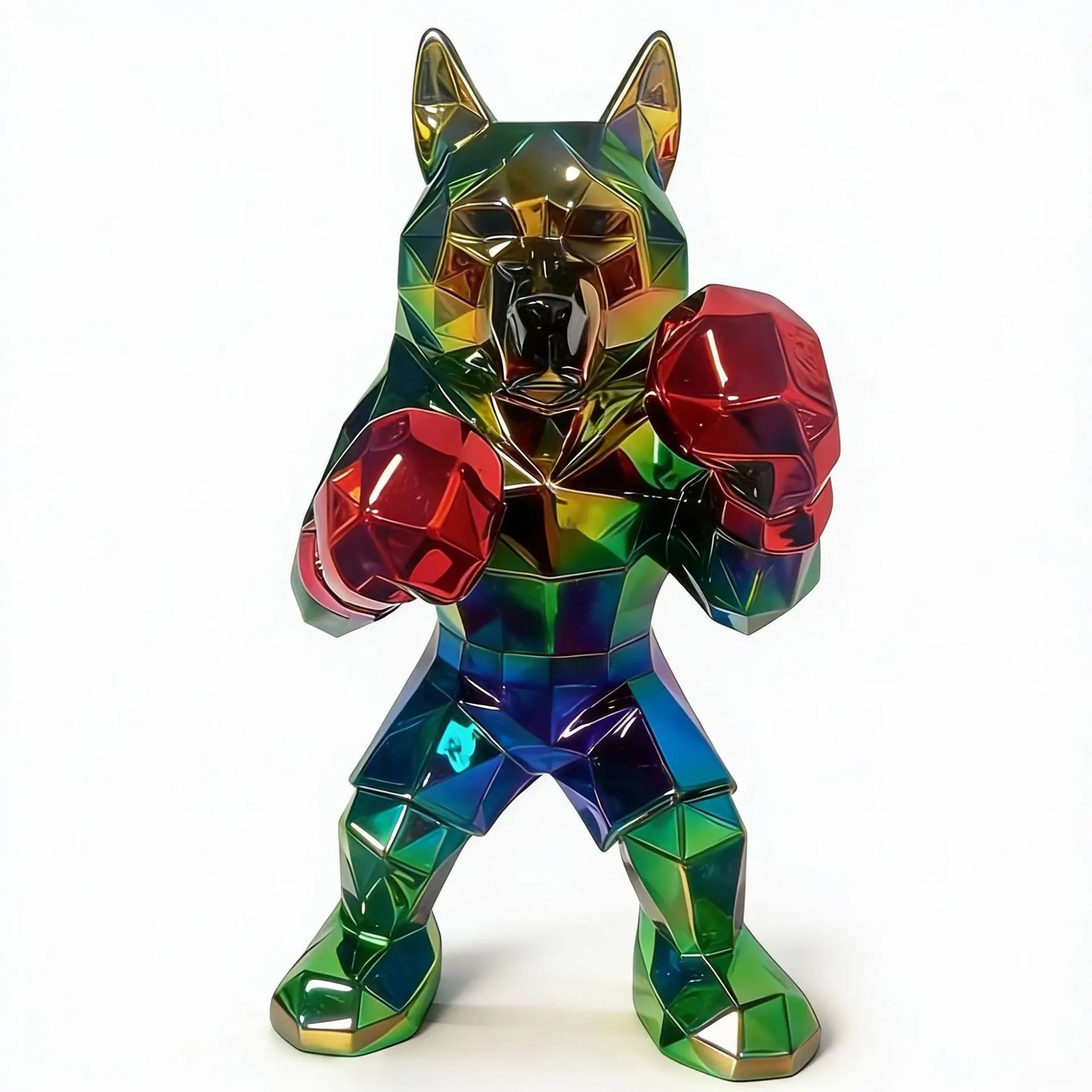 Creative Boxing Wolf King Sculpture Living Room Desktop Wine Rack Decor Animal Figurine Resin Crafts Modern Home Decor Statue