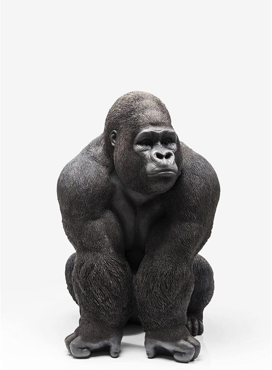 Kare Design Deko Figur Front XXL, Große Form Eines Gorillas, Ausgefallene Wohnzimmer Dekoration, Dekofigur Gorilla Schwarz, Dekoobjekt Affe, 107X90X73Cm (H/B/T)