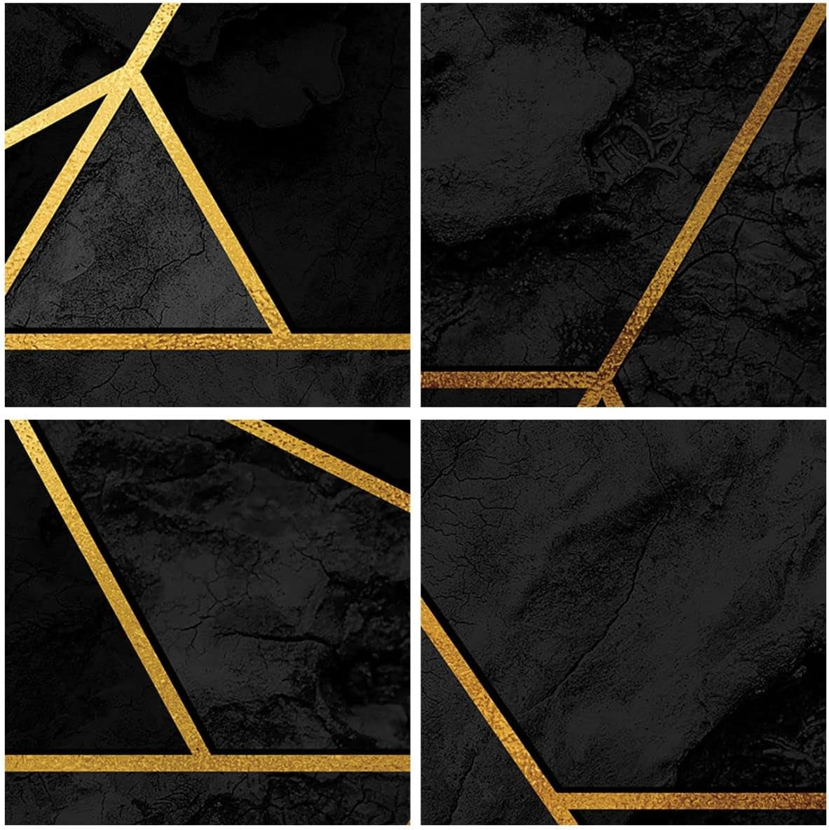 Abstract Gold Glasbild Schwarz-Gold 100 x 60 cm