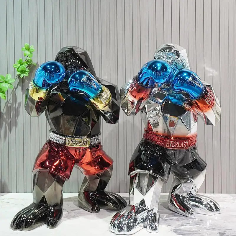 Modern Creative Home Decor Electroplating Gorilla Sculpture Animal Figurine Living Room Office Decoration Statue Resin Crafts