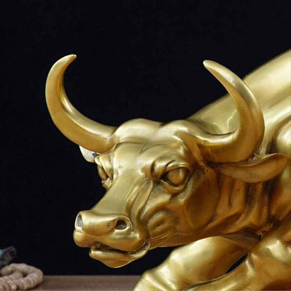 Wall Street Bull 18 x 11 x 12 cm | Goldene Office Skulptur - Goldoptik Dekoobjekt