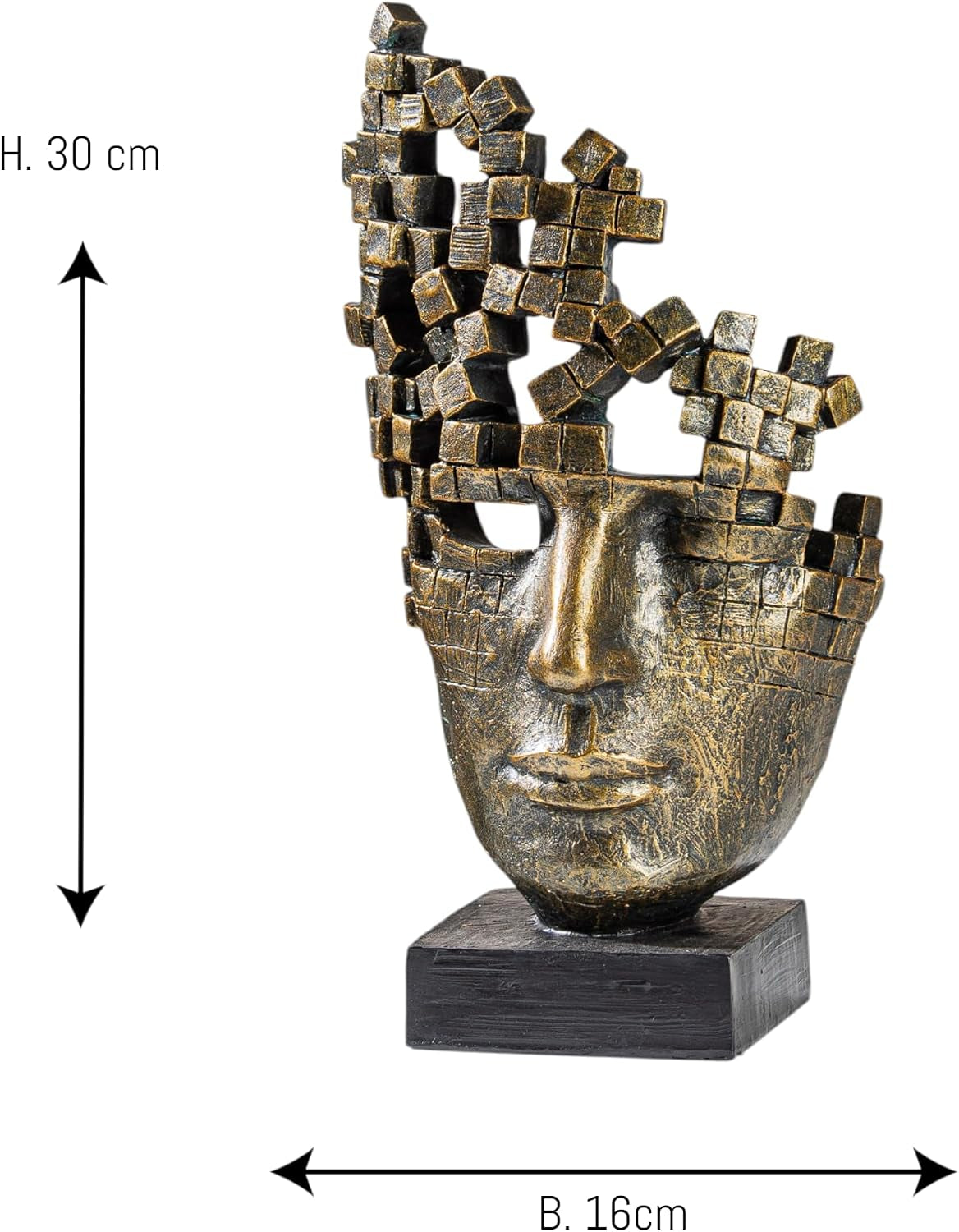 Casablanca Skulptur Male Mask, Deko Figur Bronze, Kunstharz Statue Wohnzimmer, Büro Dekoration H. 30 Cm X B. 16 Cm - Moderne Skulpturen, Bürodekoration