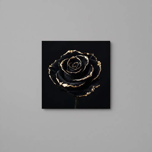[THE GOLDEN ROSE | Eternal Beauty Art | Luxus Wandbild Rose Schwarz Gold | High-Res Download] - Luxus Wandbild mit 24 Karat Gold | Dark Luxury Interior & Wanddekoration.